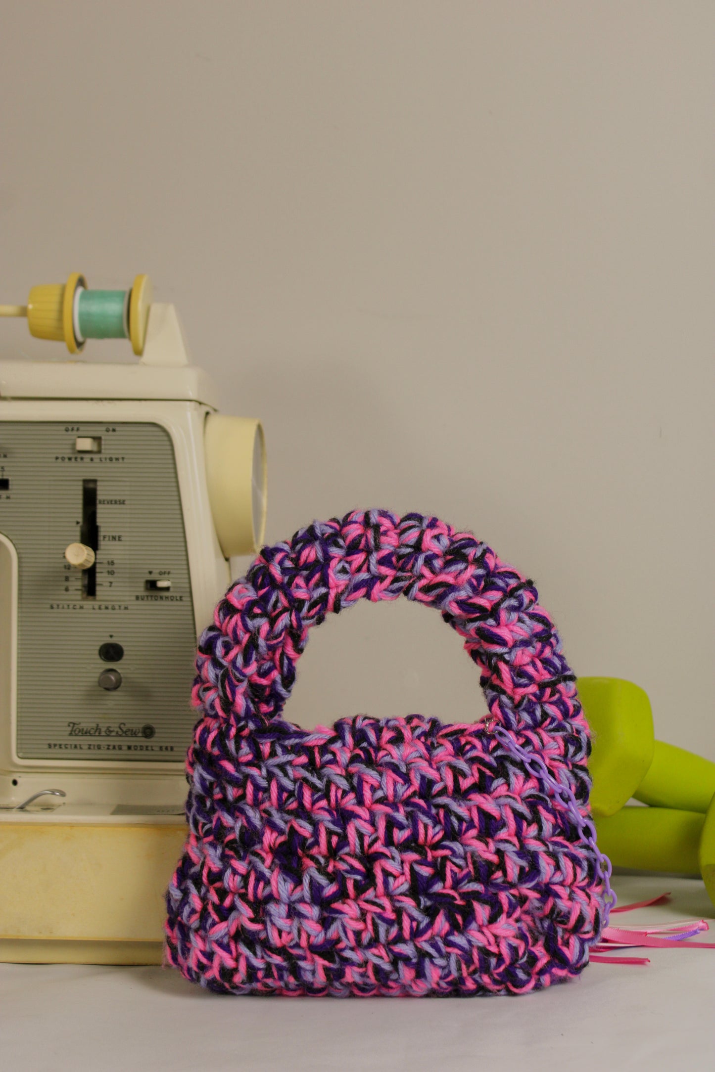 "Juice Box" Crocheted Handbag in "Grape Juice"