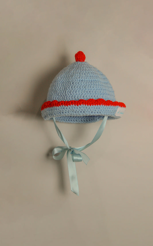 "Little Lamb" Crocheted Sailor/Bucket Hat in "Sooo Retro" (2-Ways to Wear)
