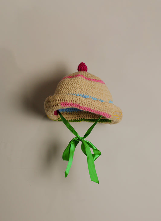 "Little Lamb" Crocheted Sailor/Bucket Hat in "Circus" (2-Ways to Wear)
