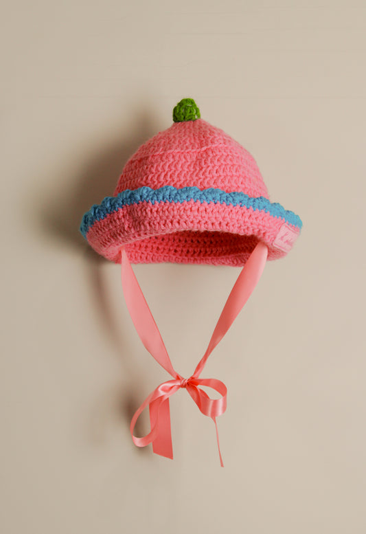 "Little Lamb" Crocheted Sailor/Bucket Hat in "Candy Store" (2-Ways to Wear)
