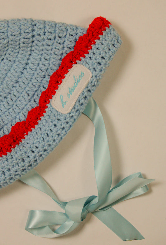 "Little Lamb" Crocheted Sailor/Bucket Hat in "Sooo Retro" (2-Ways to Wear)