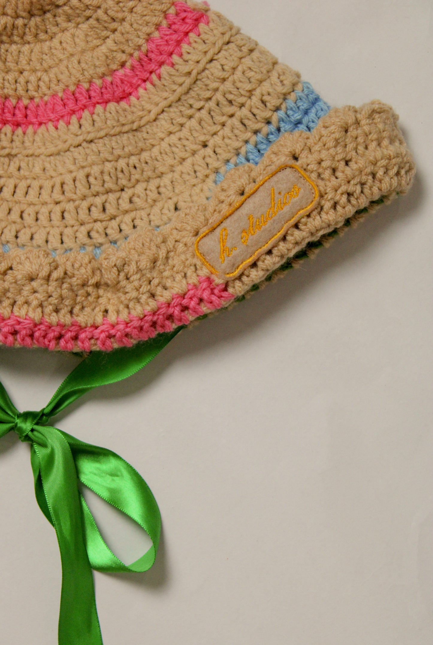 "Little Lamb" Crocheted Sailor/Bucket Hat in "Circus" (2-Ways to Wear)