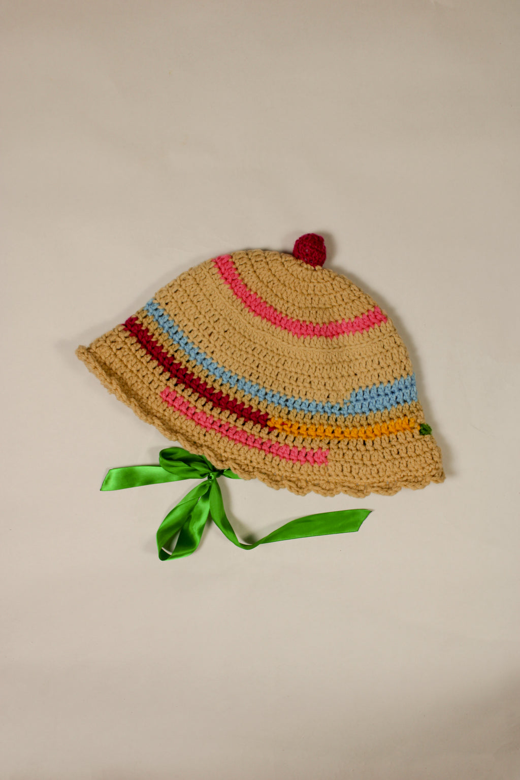"Little Lamb" Crocheted Sailor/Bucket Hat in "Circus" (2-Ways to Wear)