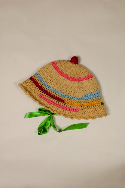"Little Lamb" Crocheted Sailor/Bucket Hat in "Circus" (2-Ways to Wear)