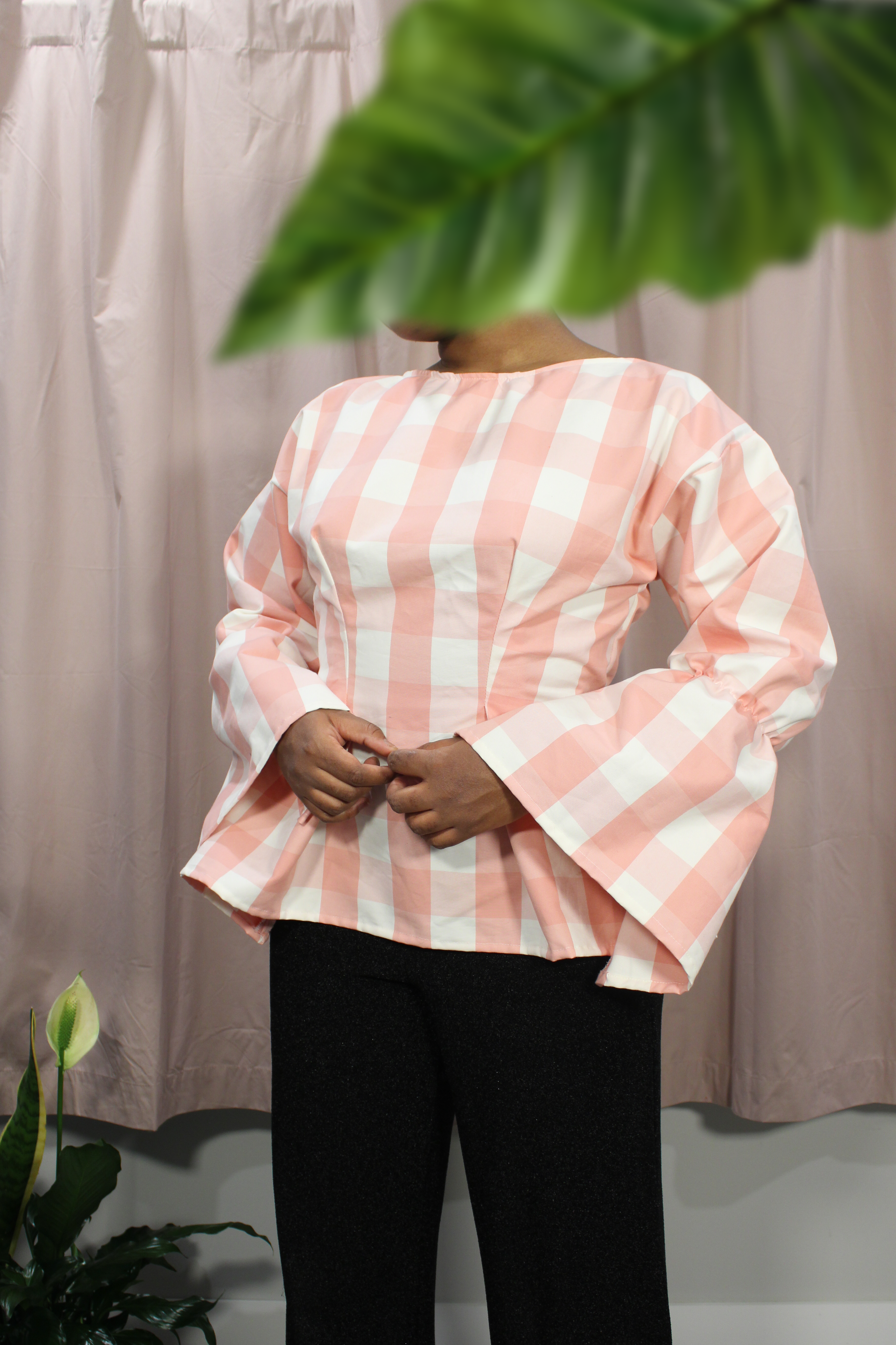 Pink Gingham Tie Top - HAWWAA Studios