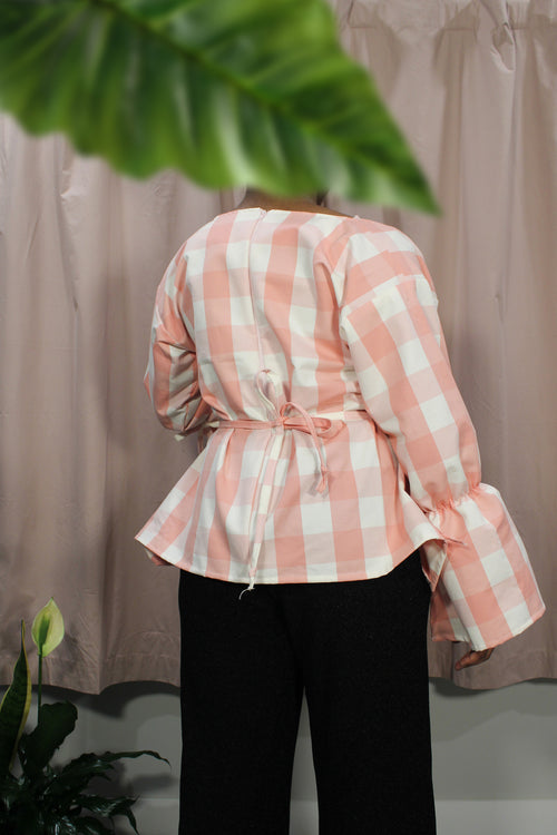 Pink Gingham Tie Top - HAWWAA Studios
