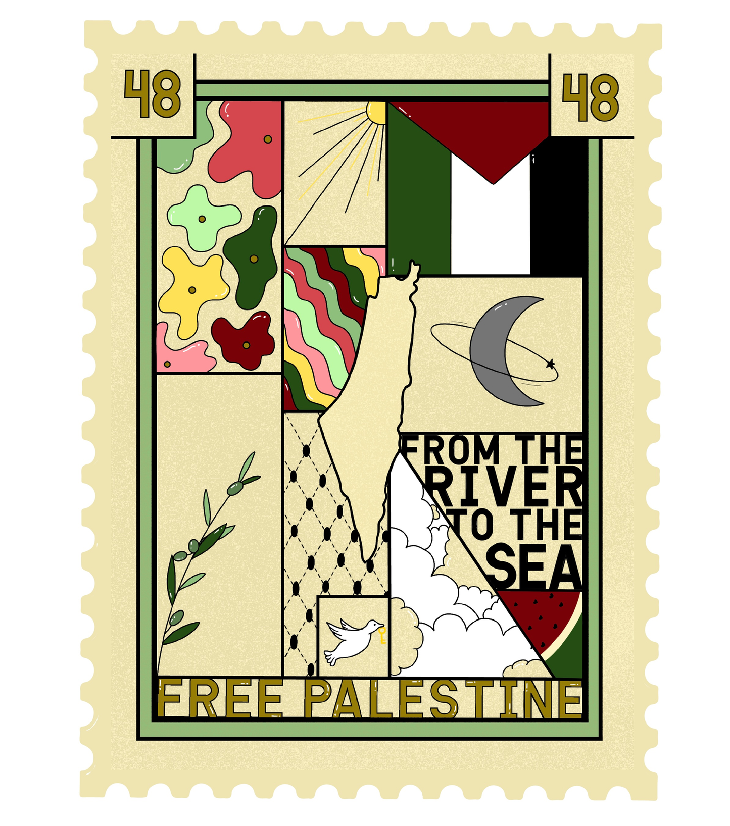 "Free Palestine Stamp" Print